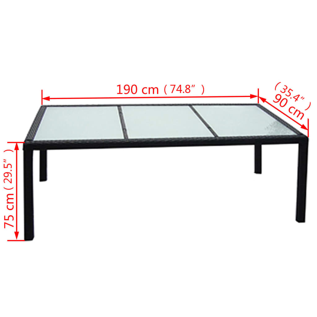 Ensemble à manger d'extérieur 9pcs coussins résine tressée noir - XIOS
