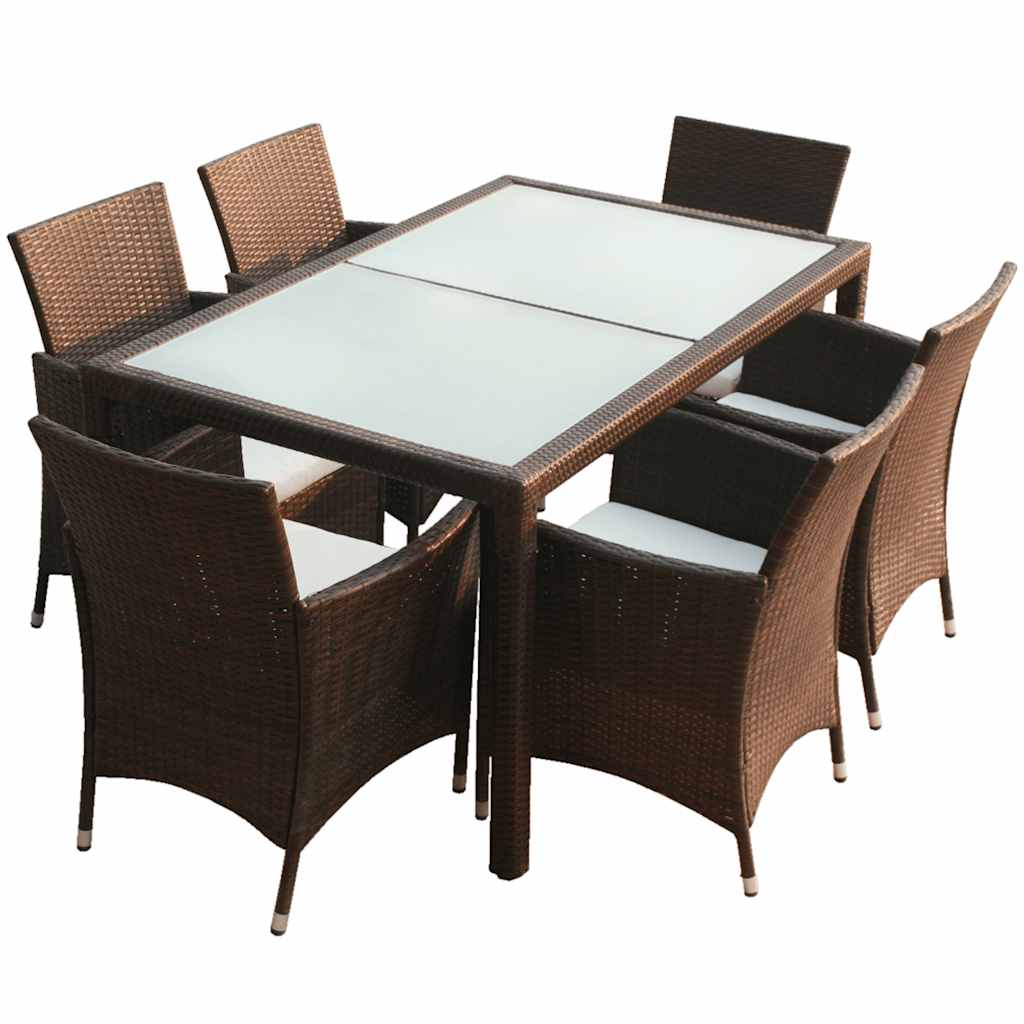 Ensemble à manger d'extérieur 7 pcs et coussins Résine tressée - XIOS