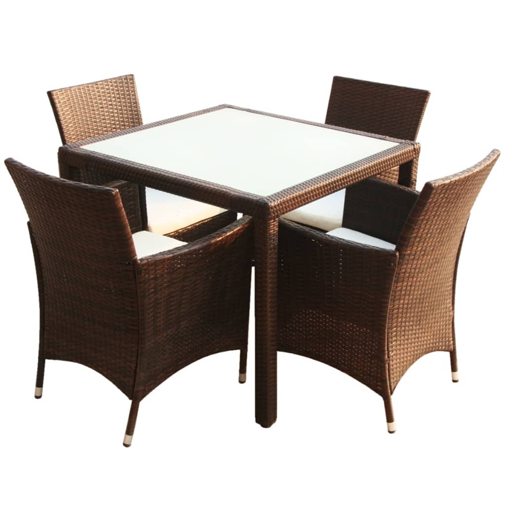 Ensemble à manger d'extérieur 5pcs avec coussins Résine tressée - XIOS