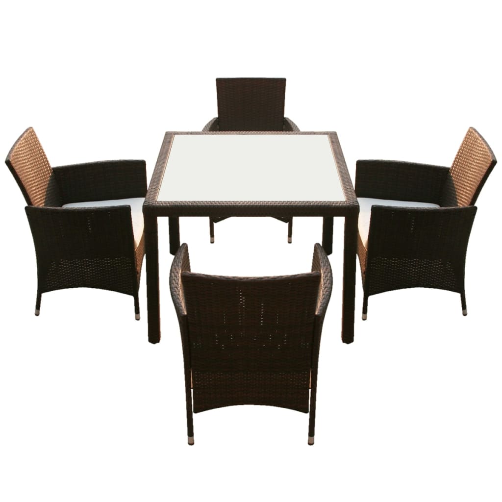 Ensemble à manger d'extérieur 5pcs avec coussins Résine tressée - XIOS