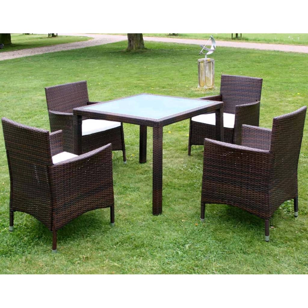 Ensemble à manger d'extérieur 5pcs avec coussins Résine tressée - XIOS