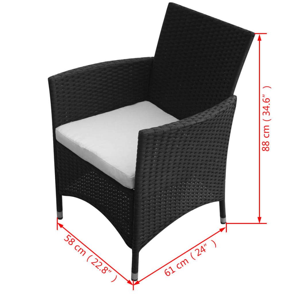 Ensemble à manger d'extérieur 5pcs avec coussins Résine tressée - XIOS
