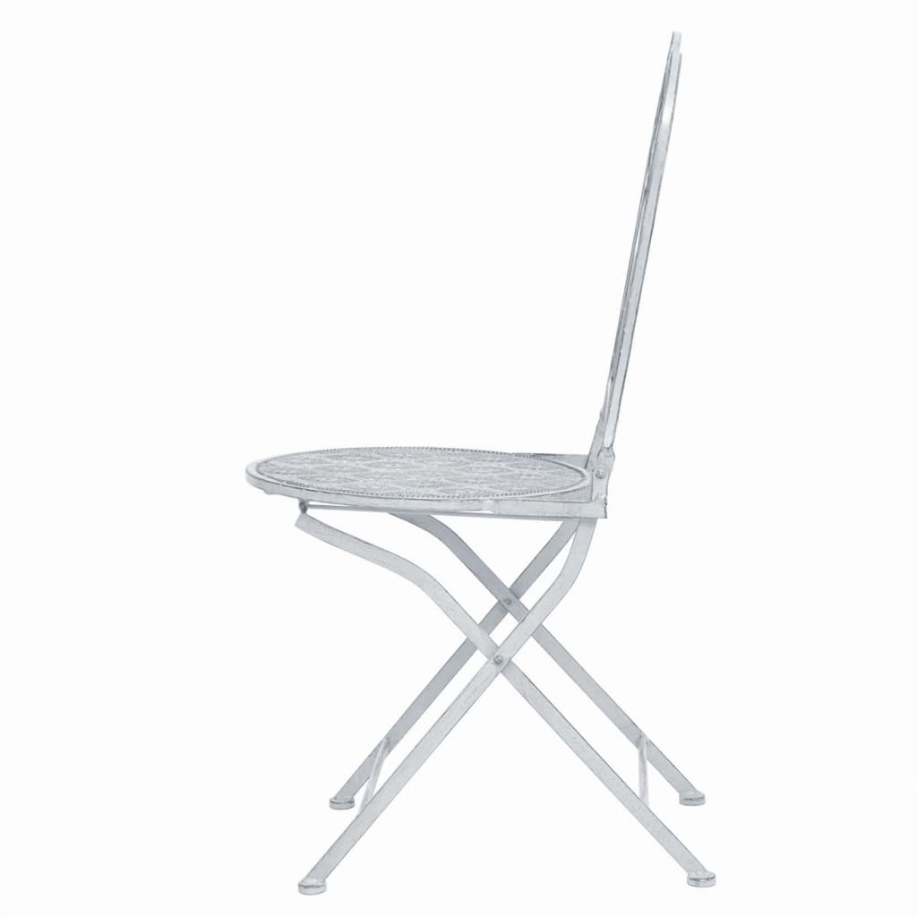 Ensemble de bistro 3 pcs acier blanc grisâtre Salons de jardin vidaXL