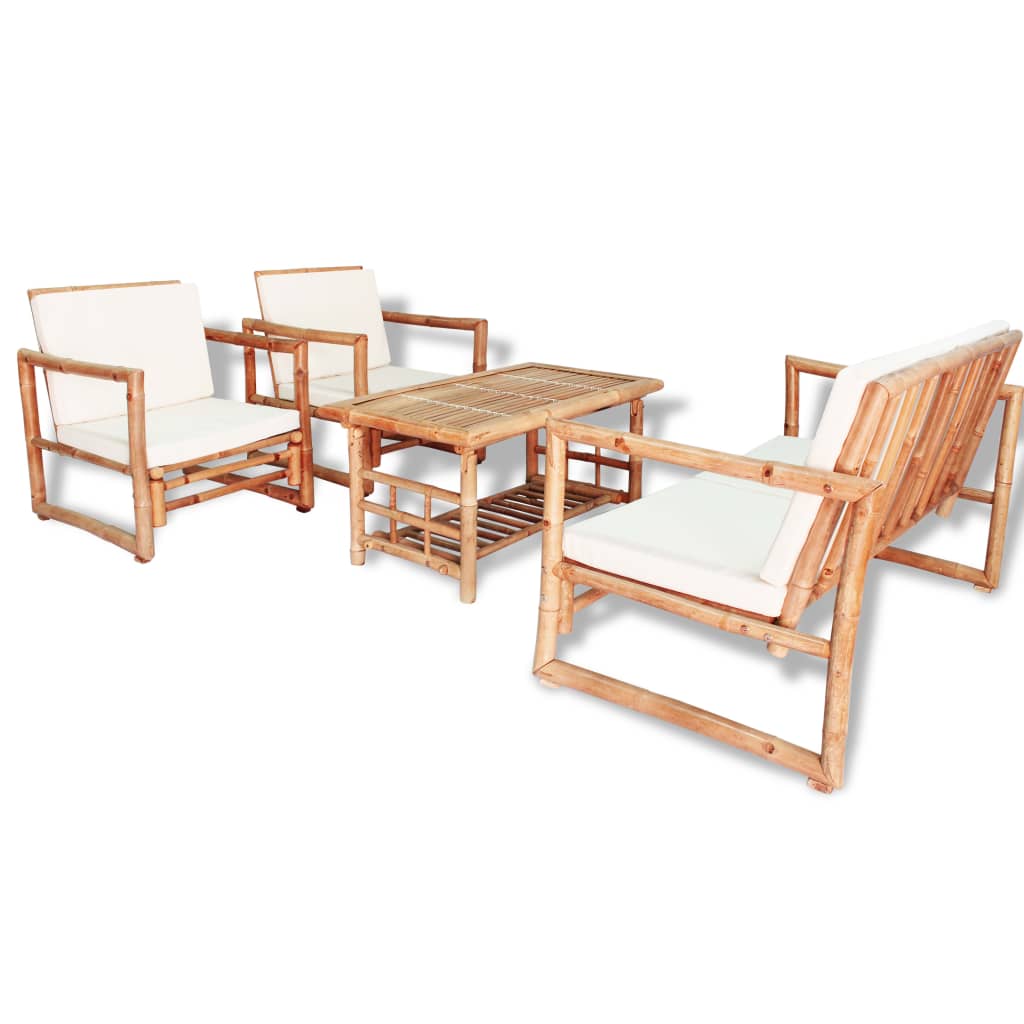 Salon de jardin 4 pcs avec coussins Bambou - XIOS