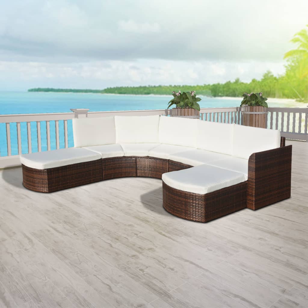 Salon de jardin 4 pcs avec coussins Résine tressée Marron - XIOS