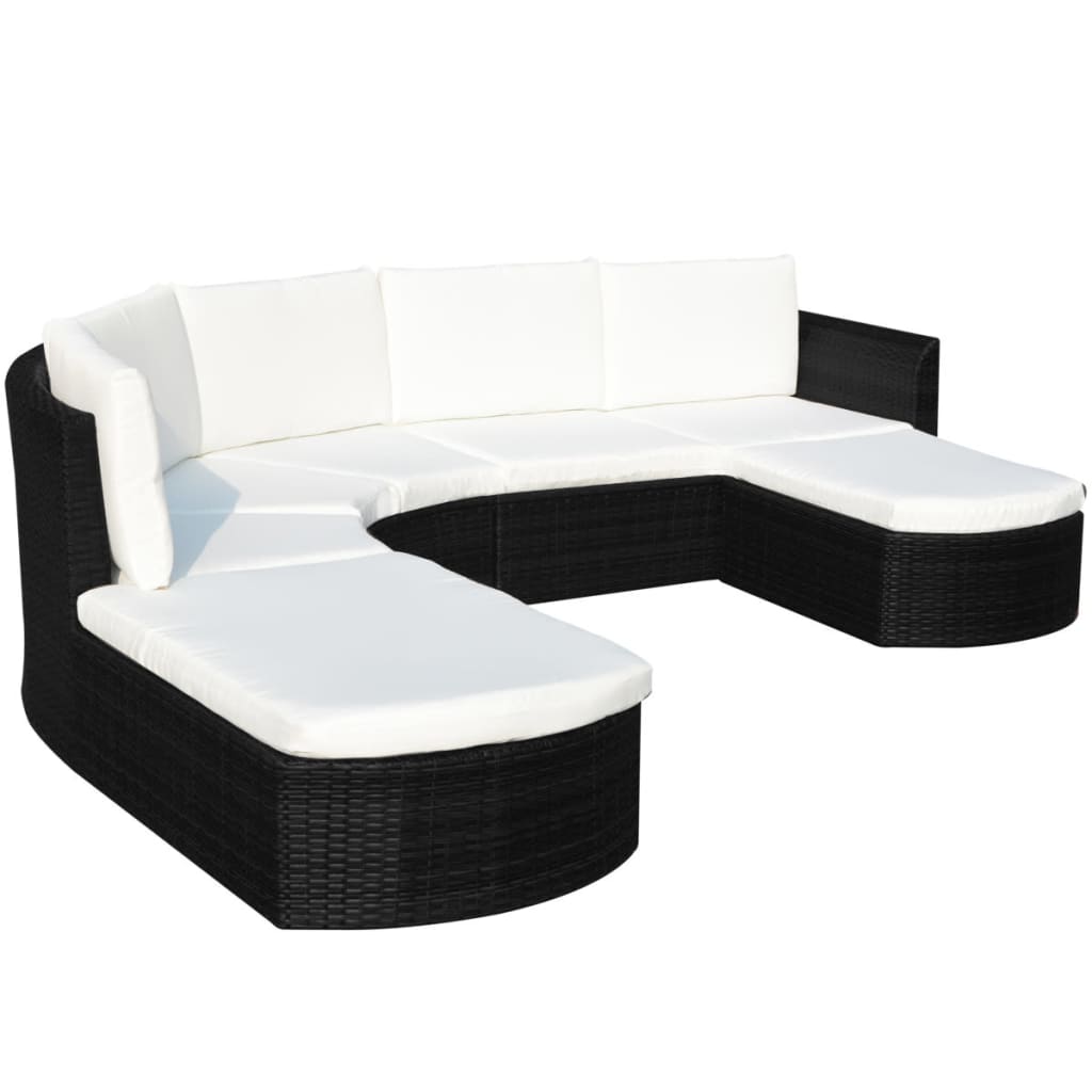 Salon de jardin 4 pcs avec coussins Résine tressée Noir Salons de jardin vidaXL