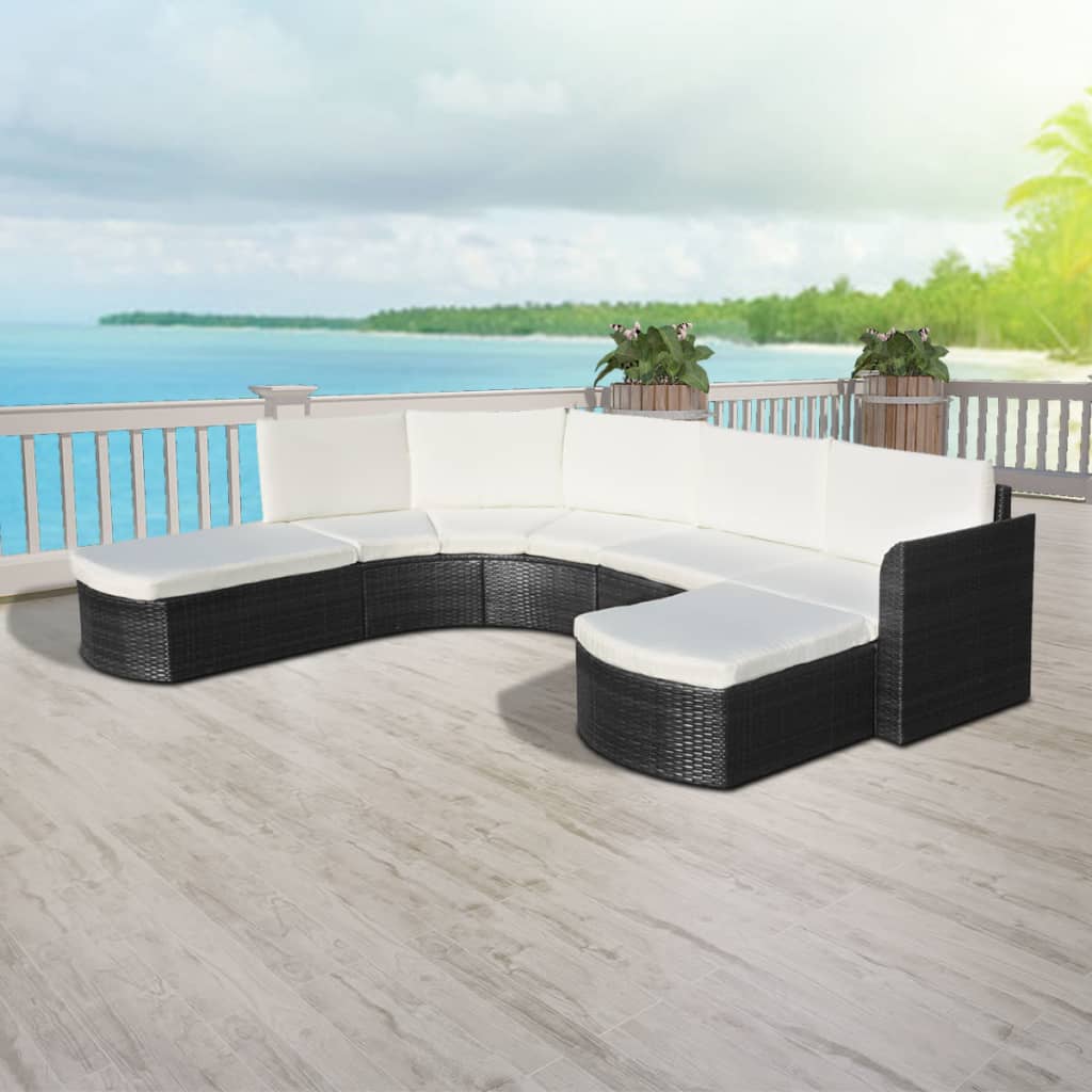 Salon de jardin 4 pcs avec coussins Résine tressée Noir Salons de jardin vidaXL