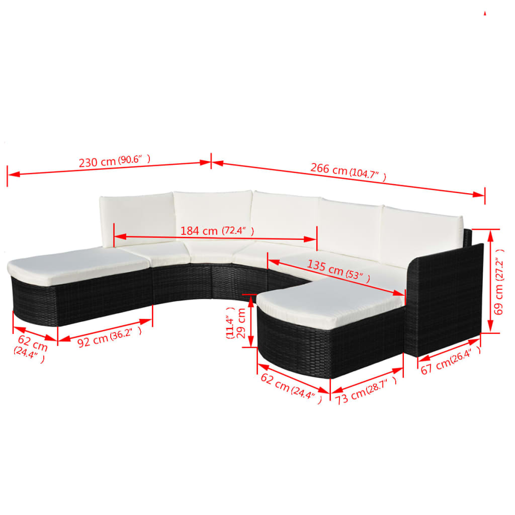 Salon de jardin 4 pcs avec coussins Résine tressée Noir Salons de jardin vidaXL