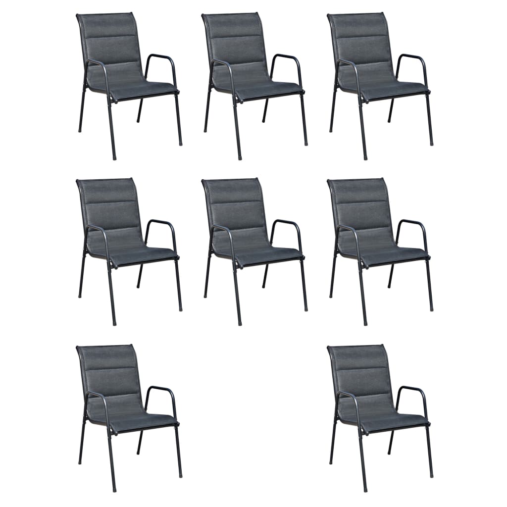 Ensemble à manger d'extérieur 9 pcs Acier Noir - XIOS