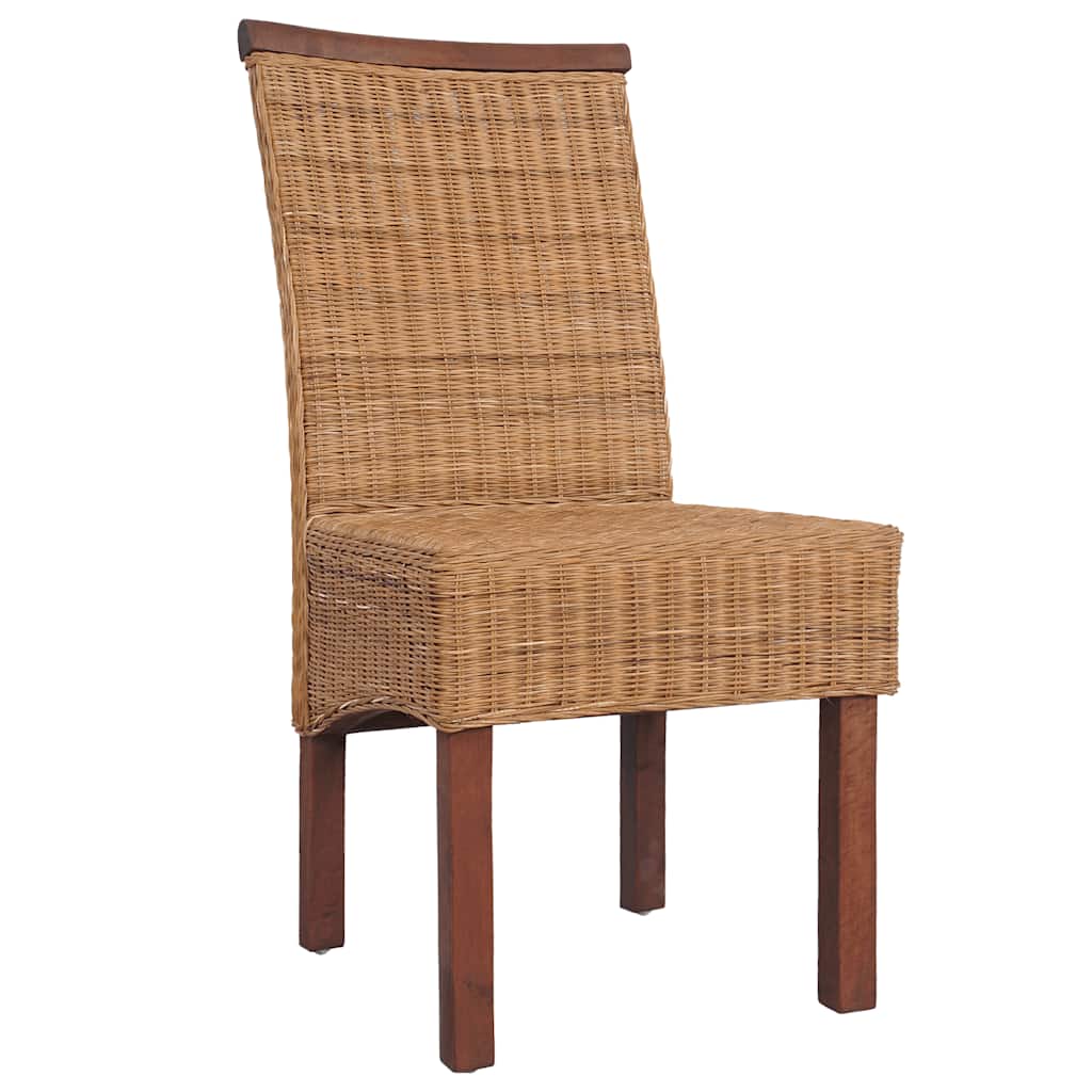 Chaises à manger lot de 2 marron rotin naturel
