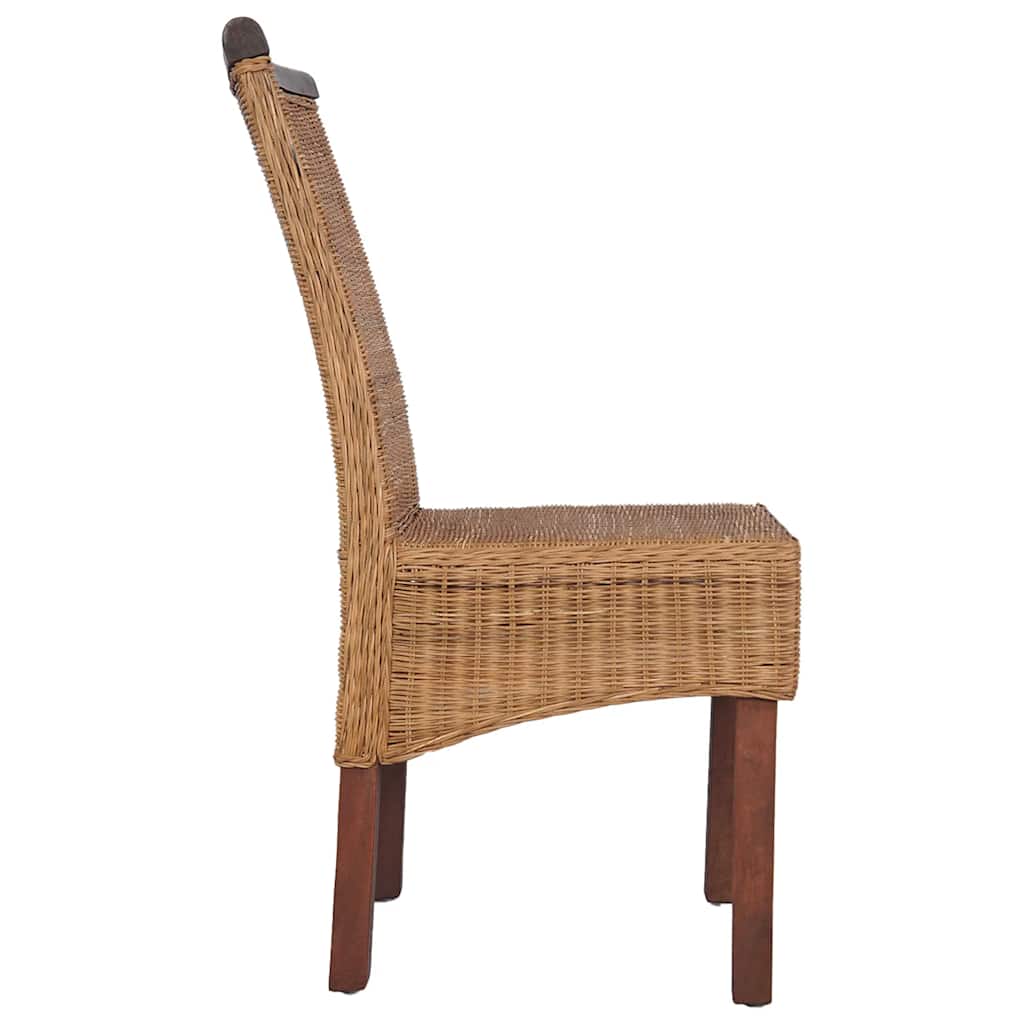 Chaises à manger lot de 2 marron rotin naturel