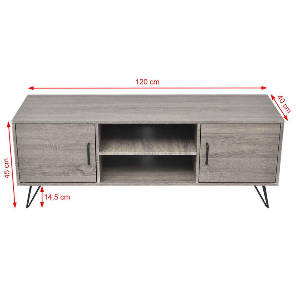 Meuble TV 120x40x45 cm Gris - XIOS