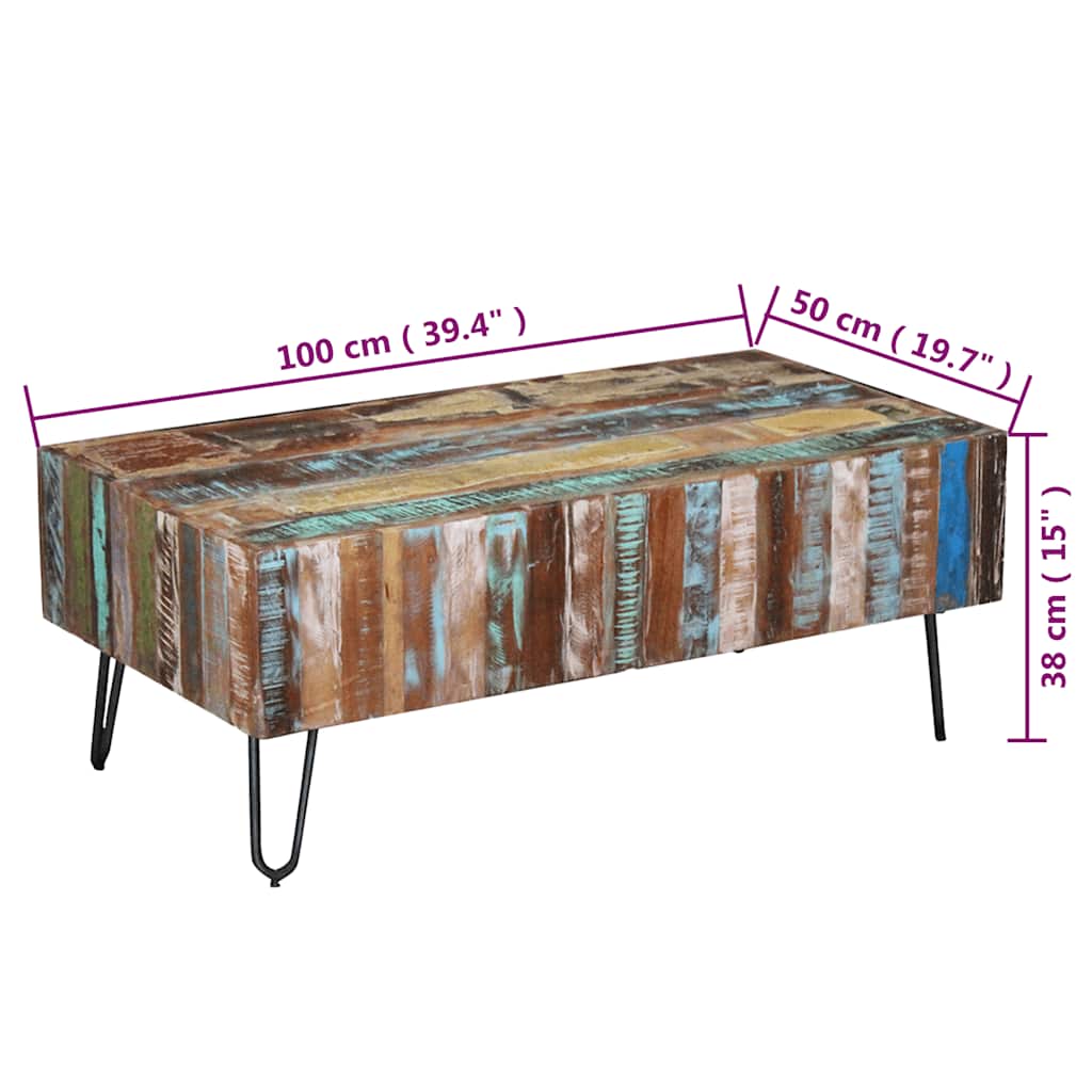 Table basse Bois massif de récupération 100x50x38 cm - XIOS