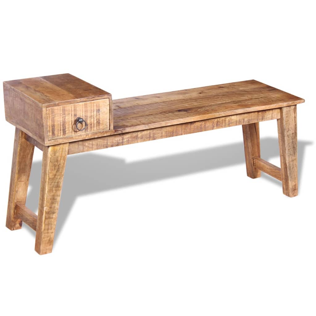 Banc avec tiroir Bois de manguier massif 120x36x60 cm - XIOS