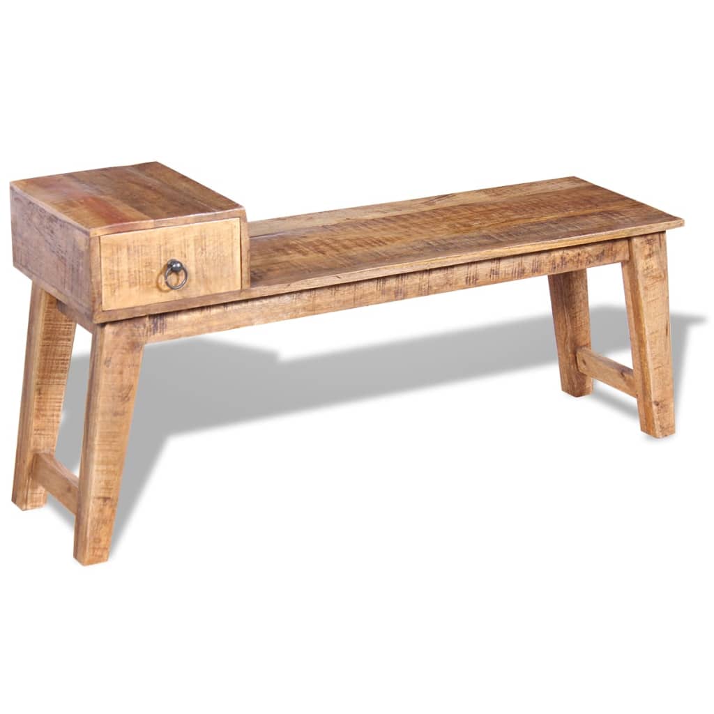 Banc avec tiroir Bois de manguier massif 120x36x60 cm - XIOS