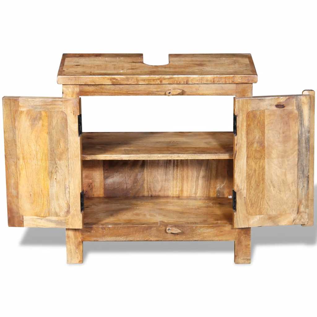 Meuble de salle de bain avec miroir Bois massif de manguier