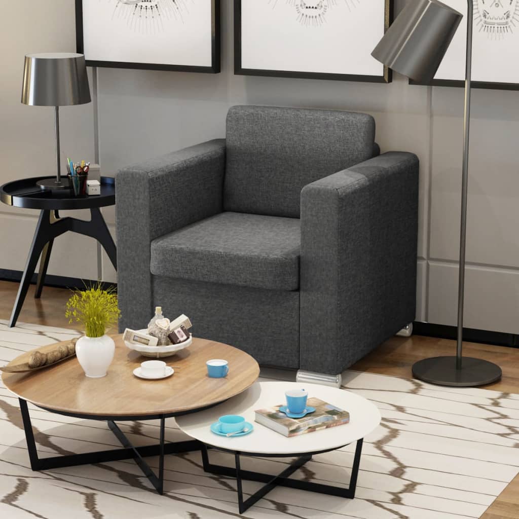 Fauteuil gris foncé tissu - XIOS