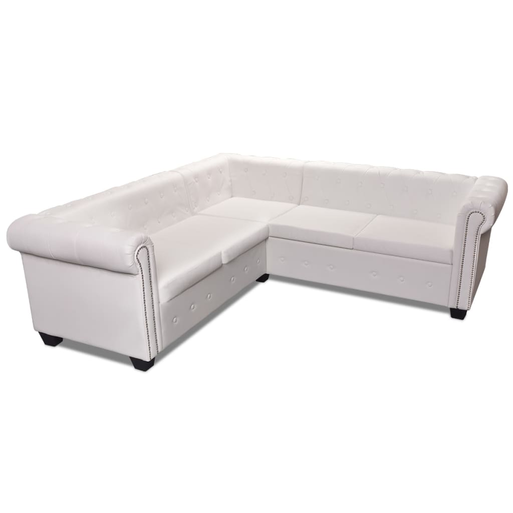 Canapé d'angle Chesterfield 5 plc Cuir artificiel Blanc - XIOS