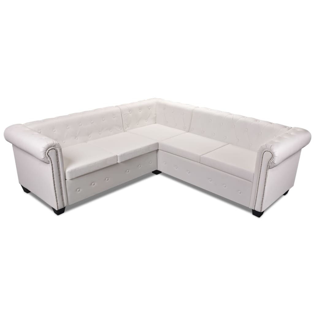 Canapé d'angle Chesterfield 5 plc Cuir artificiel Blanc - XIOS