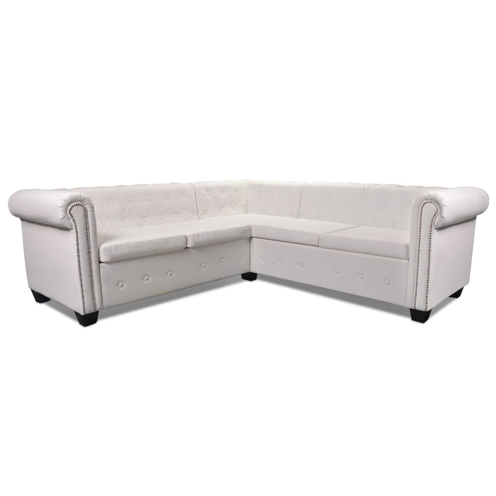 Canapé d'angle Chesterfield 5 plc Cuir artificiel Blanc - XIOS