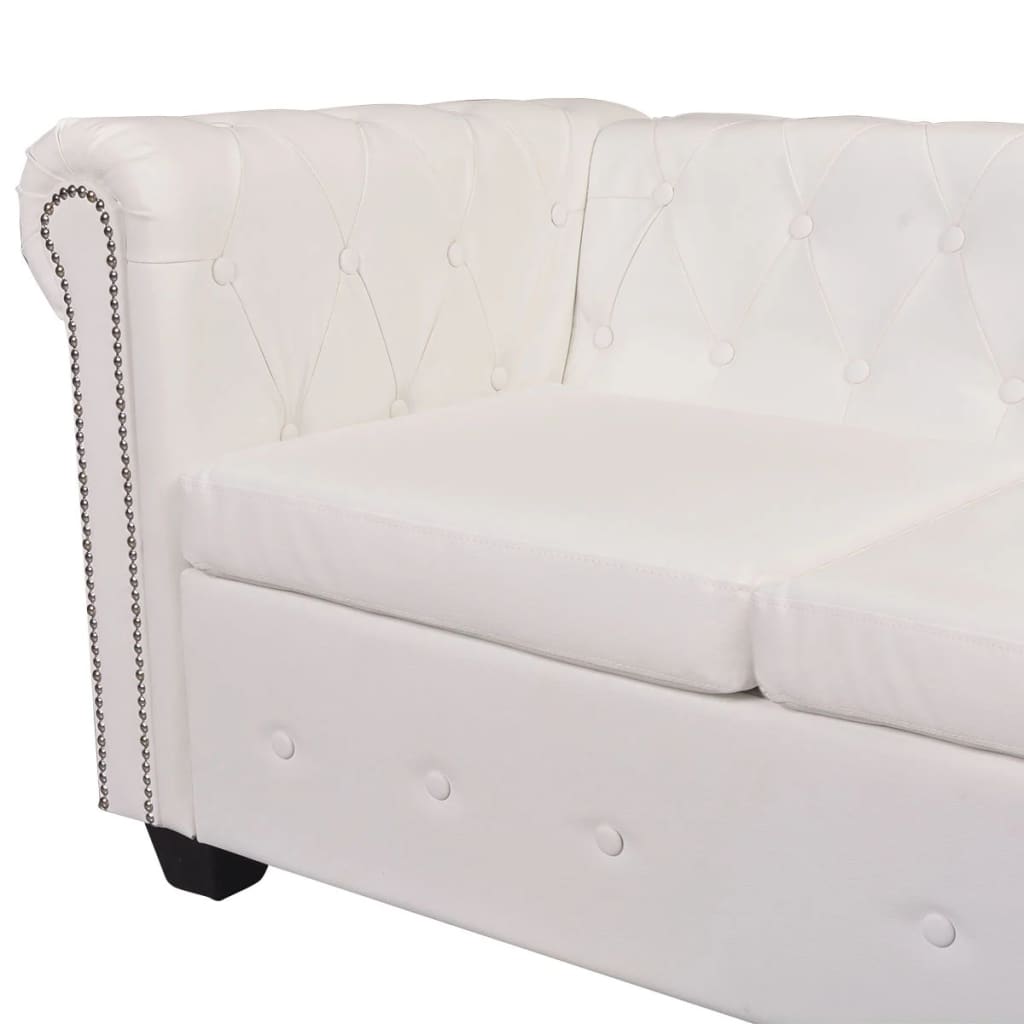 Canapé d'angle Chesterfield 5 plc Cuir artificiel Blanc - XIOS