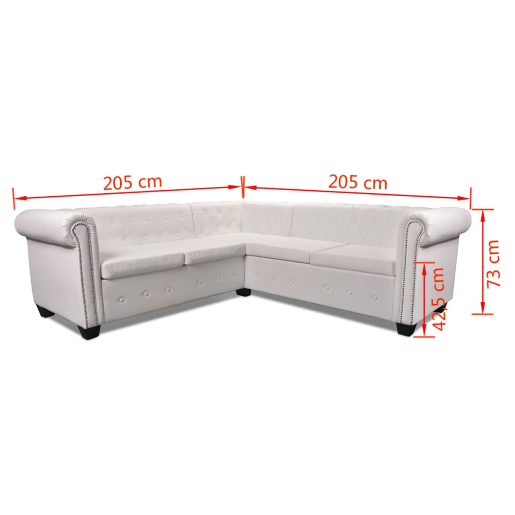 Canapé d'angle Chesterfield 5 plc Cuir artificiel Blanc - XIOS