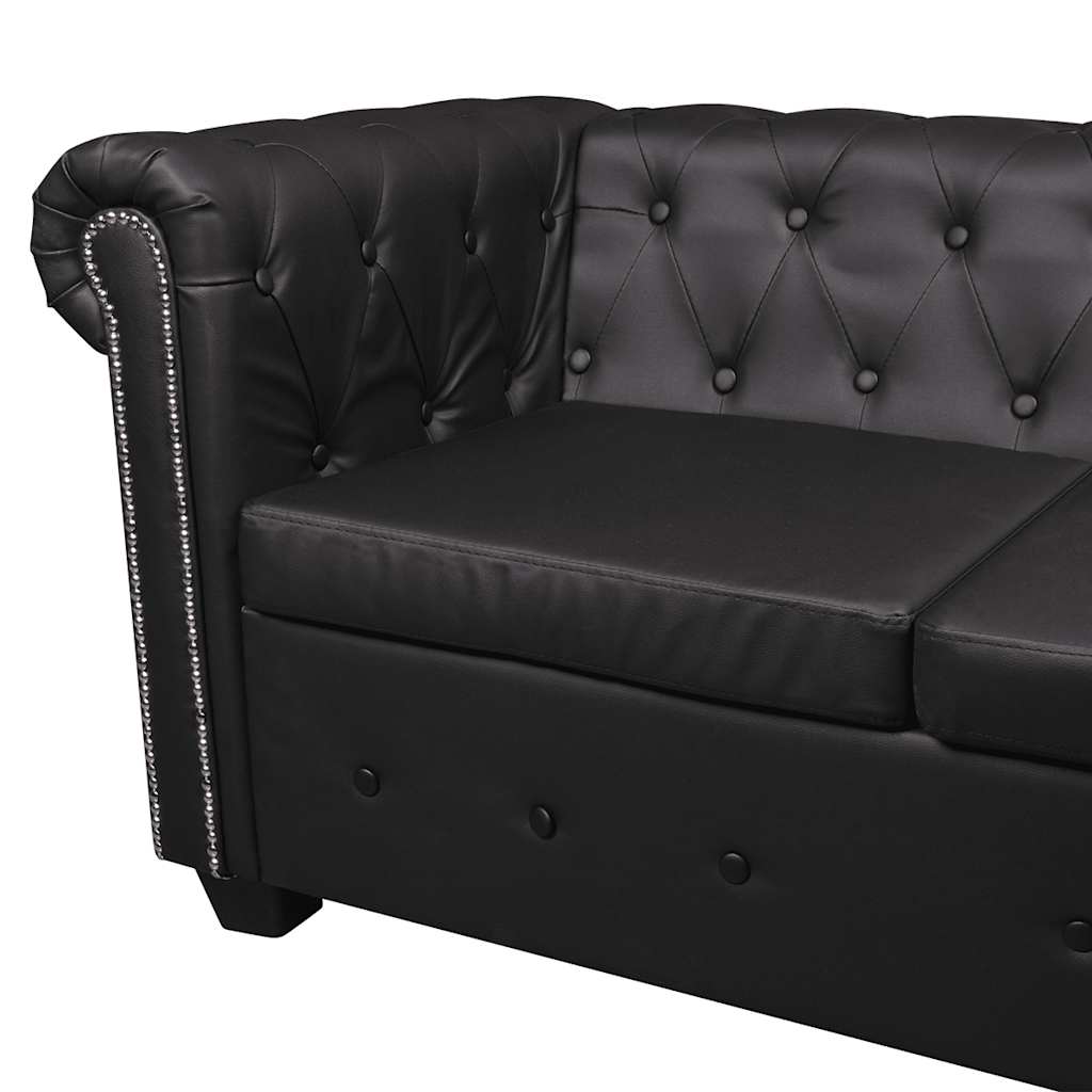 Canapé d'angle Chesterfield 5 places Cuir synthétique Noir - XIOS