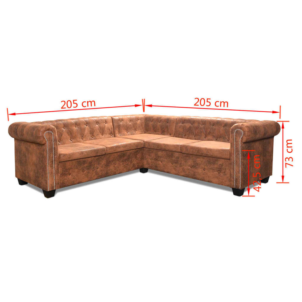 Canapé d'angle Chesterfield 5 plcs Cuir artificiel Marron - XIOS