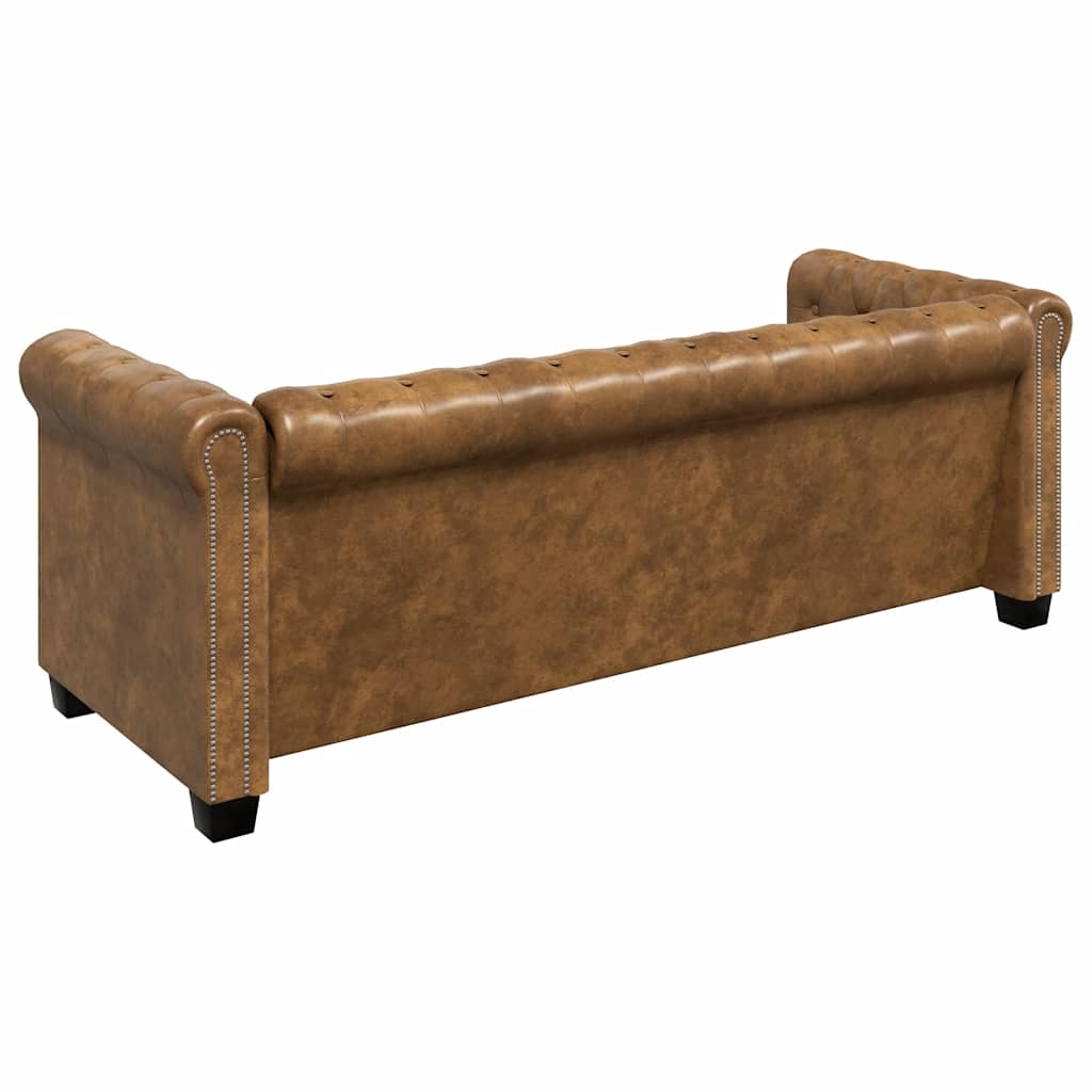 Canapé Chesterfield 3 places cuir artificiel marron - XIOS