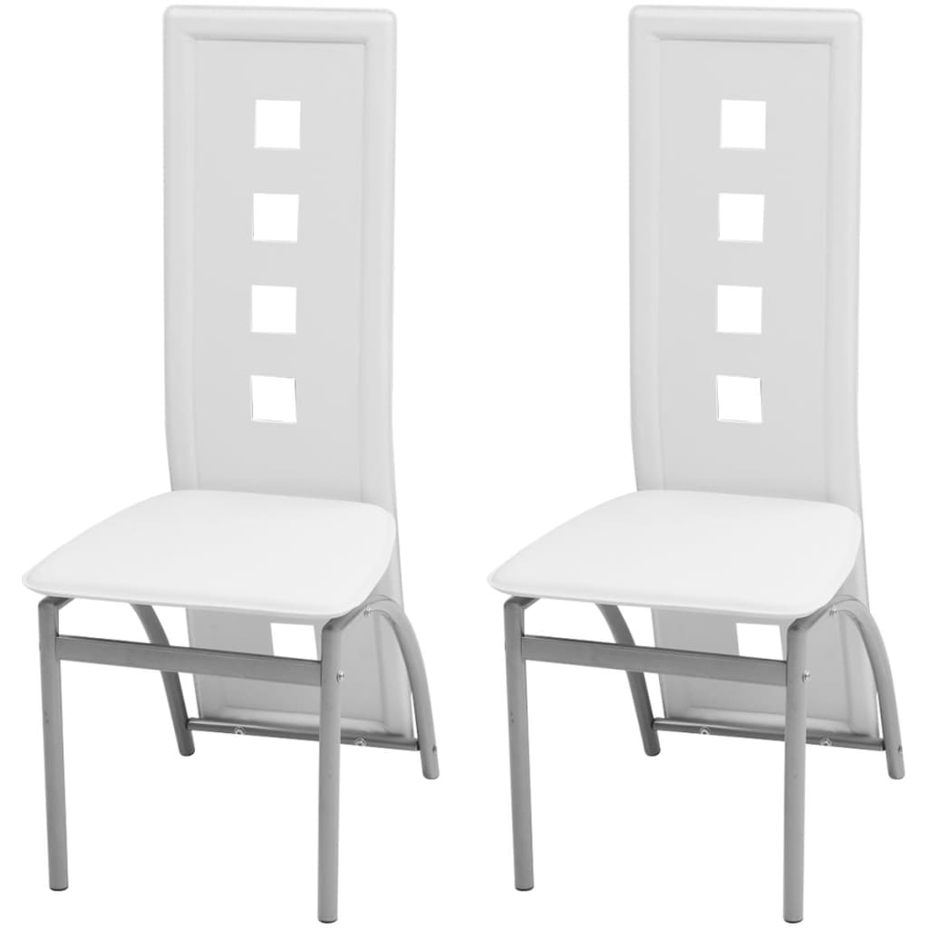 Chaises à manger lot de 2 blanc similicuir