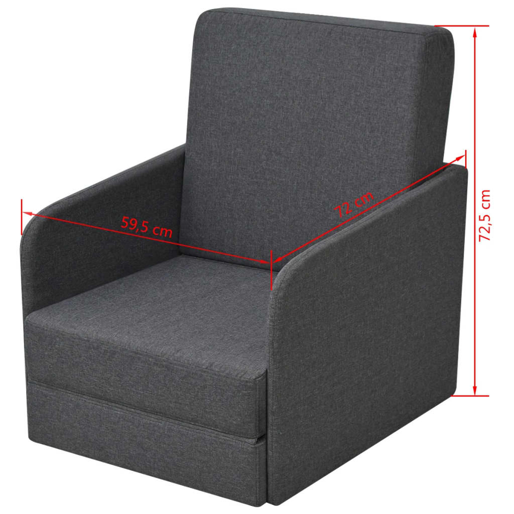 Fauteuil convertible gris foncé tissu - XIOS