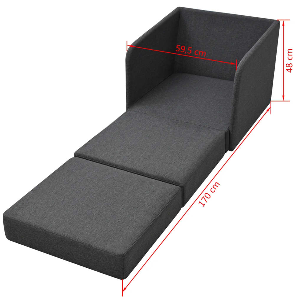 Fauteuil convertible gris foncé tissu - XIOS