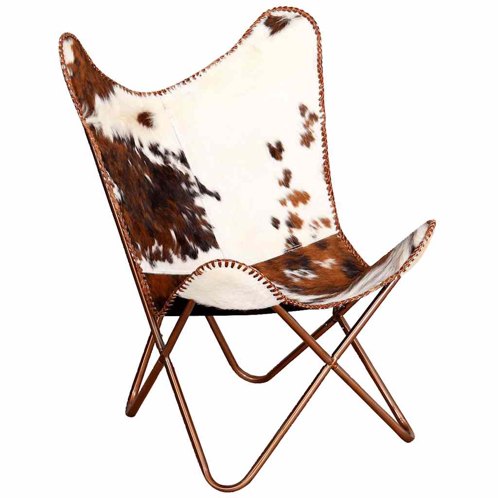 Chaise papillon marron et blanc cuir de vache - XIOS