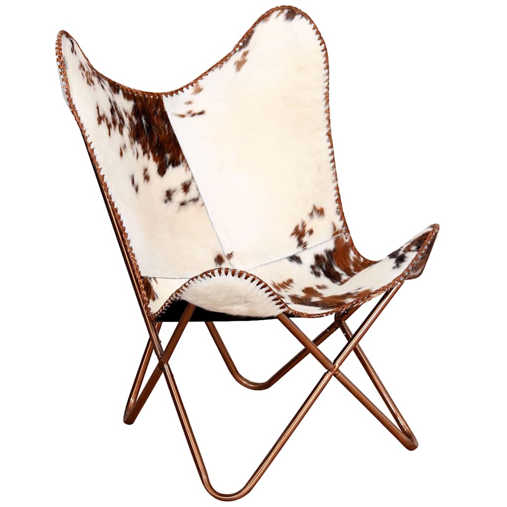 Chaise papillon marron et blanc cuir de vache - XIOS