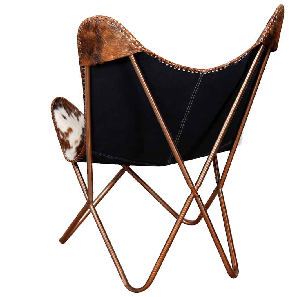 Chaise papillon marron et blanc cuir de vache - XIOS