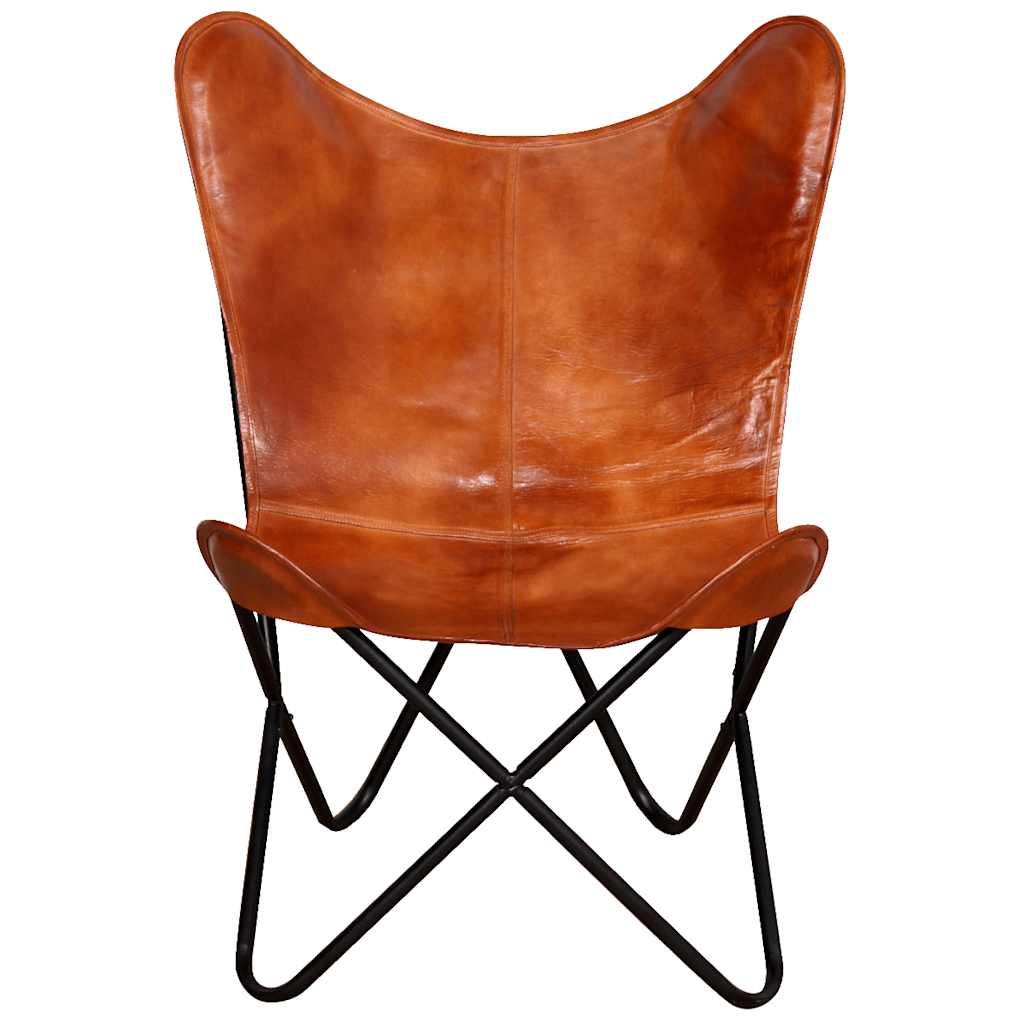 Chaise papillon Marron Cuir véritable - XIOS