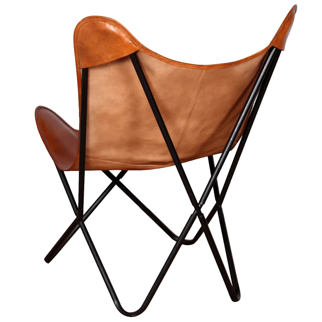 Chaise papillon Marron Cuir véritable - XIOS