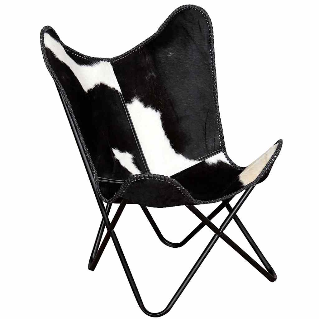 Chaise papillon noir et blanc cuir de vache - XIOS