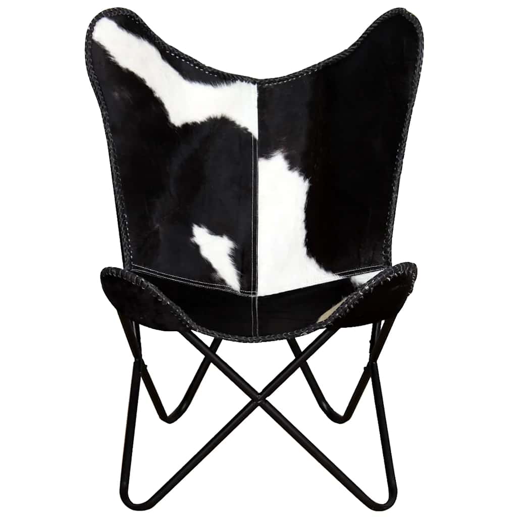 Chaise papillon noir et blanc cuir de vache - XIOS