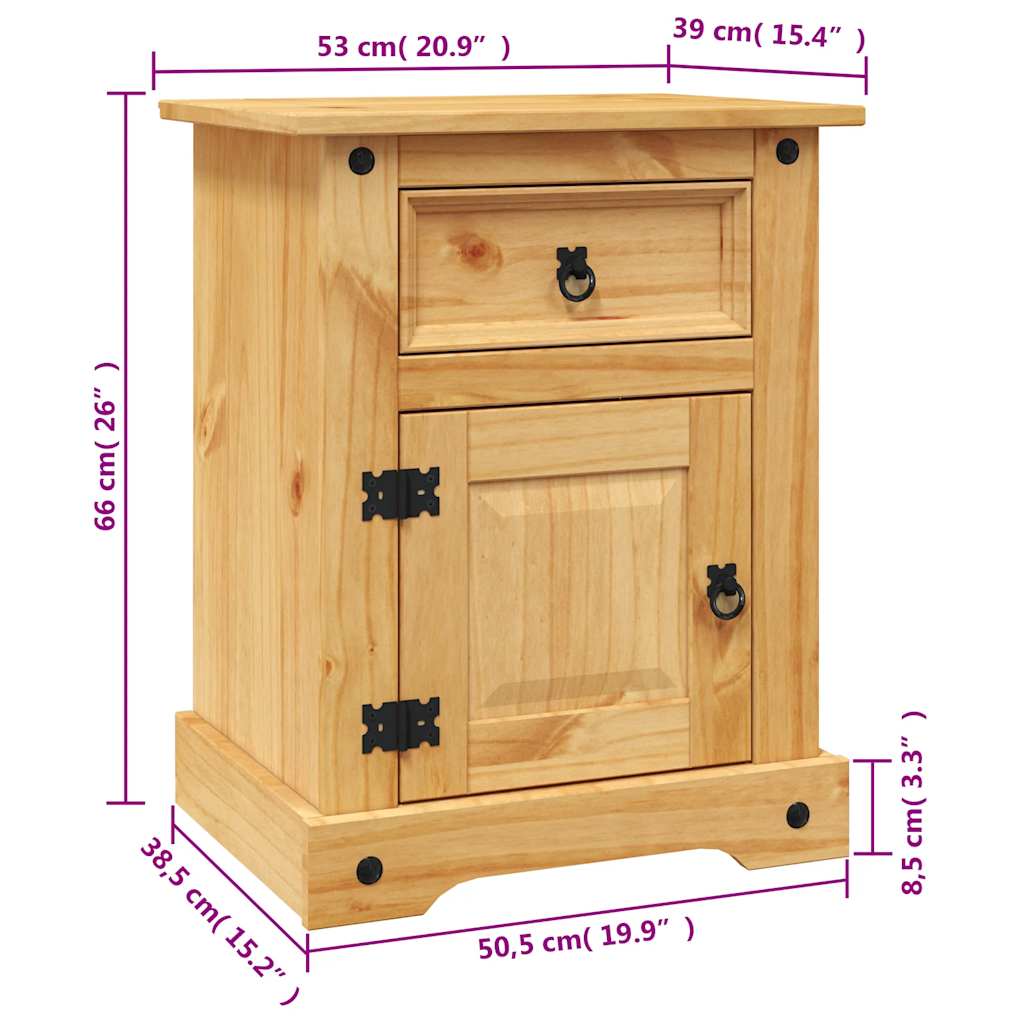 Table de chevet Gamme Corona pin mexicain 53x39x66 cm - XIOS
