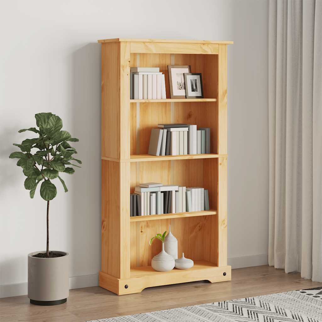 Bibliothèque 4 niveaux Gamme Corona Pin mexicain 80x29x150 cm - XIOS