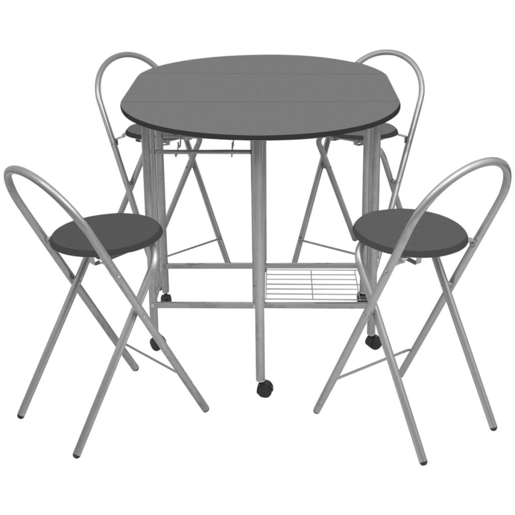 Ensemble de salle à manger pliable 5 pièces MDF noir - XIOS