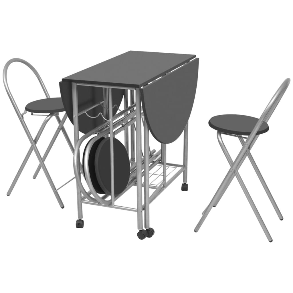 Ensemble de salle à manger pliable 5 pièces MDF noir - XIOS