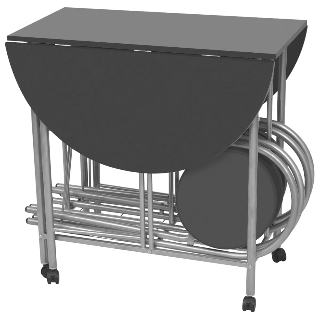 Ensemble de salle à manger pliable 5 pièces MDF noir - XIOS