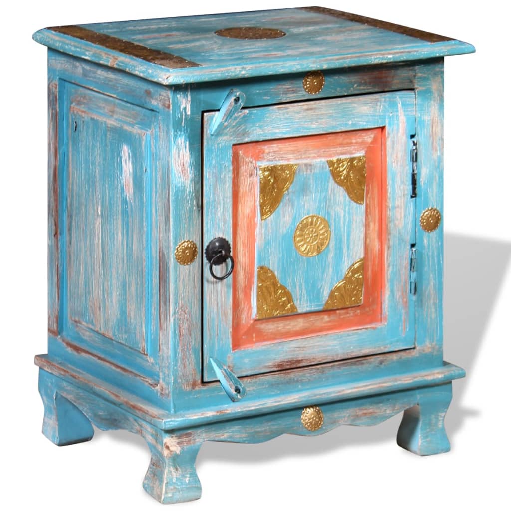 Table de chevet Bois de manguier massif Bleu - XIOS
