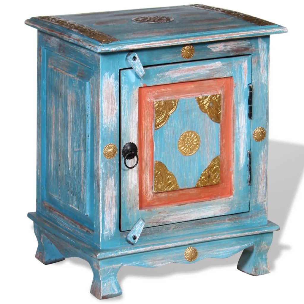 Table de chevet Bois de manguier massif Bleu - XIOS
