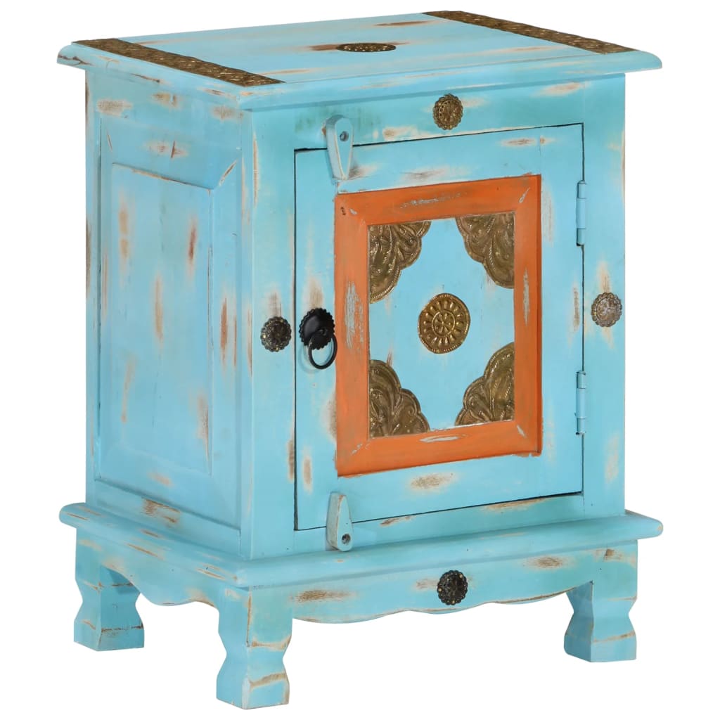 Table de chevet Bois de manguier massif Bleu - XIOS
