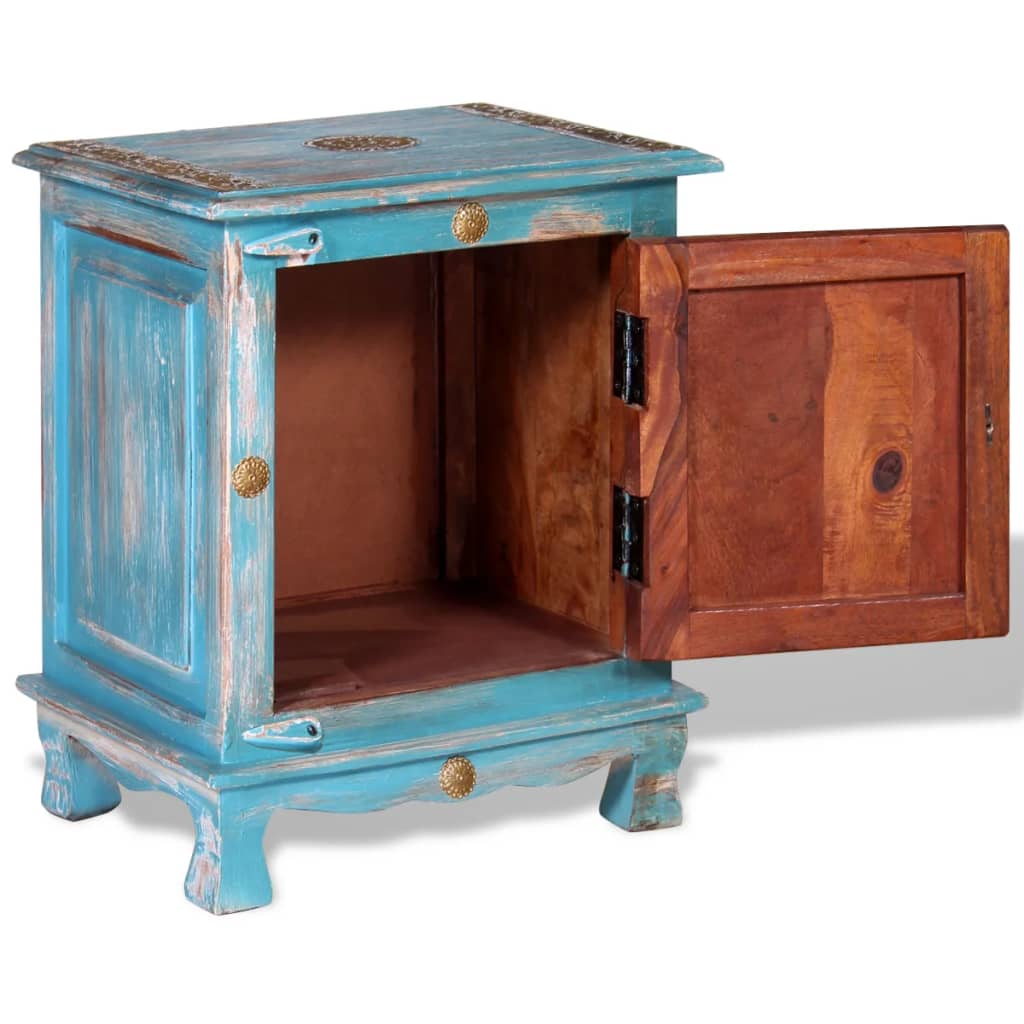 Table de chevet Bois de manguier massif Bleu - XIOS