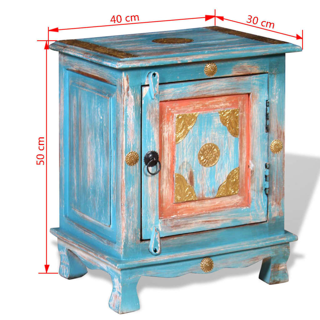 Table de chevet Bois de manguier massif Bleu - XIOS