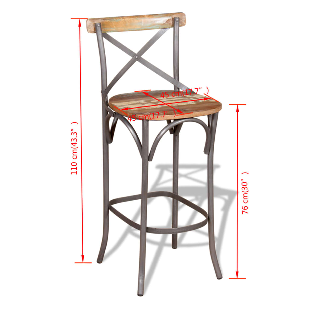 Tabouret de bar Bois de récupération massif - XIOS